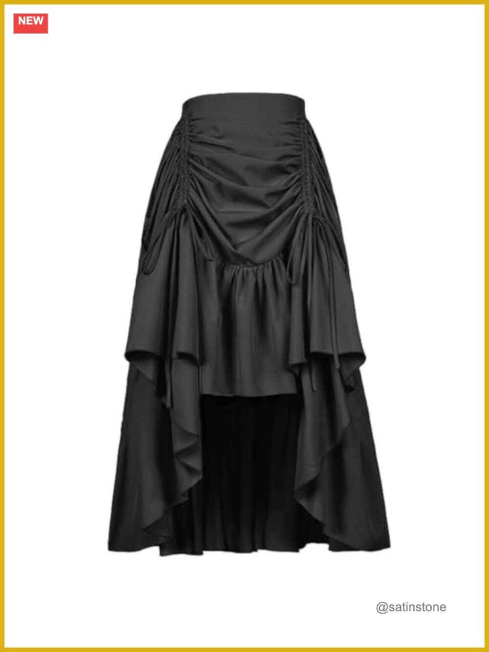 Steampunk Pirate High-Low Midi Skirt Renaissance Drawstring Bustle